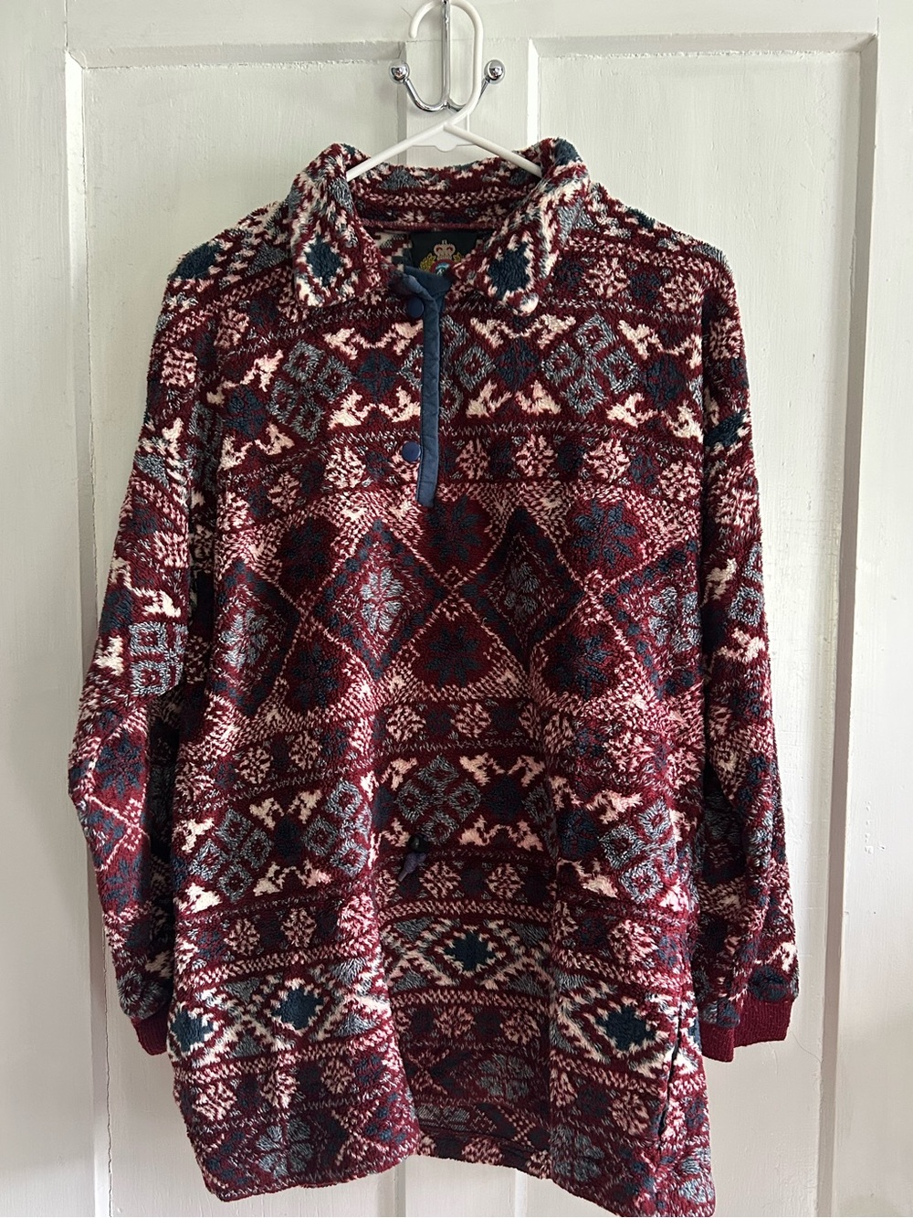 Men's Patterned Pullover Sweater - Burgundy Multi